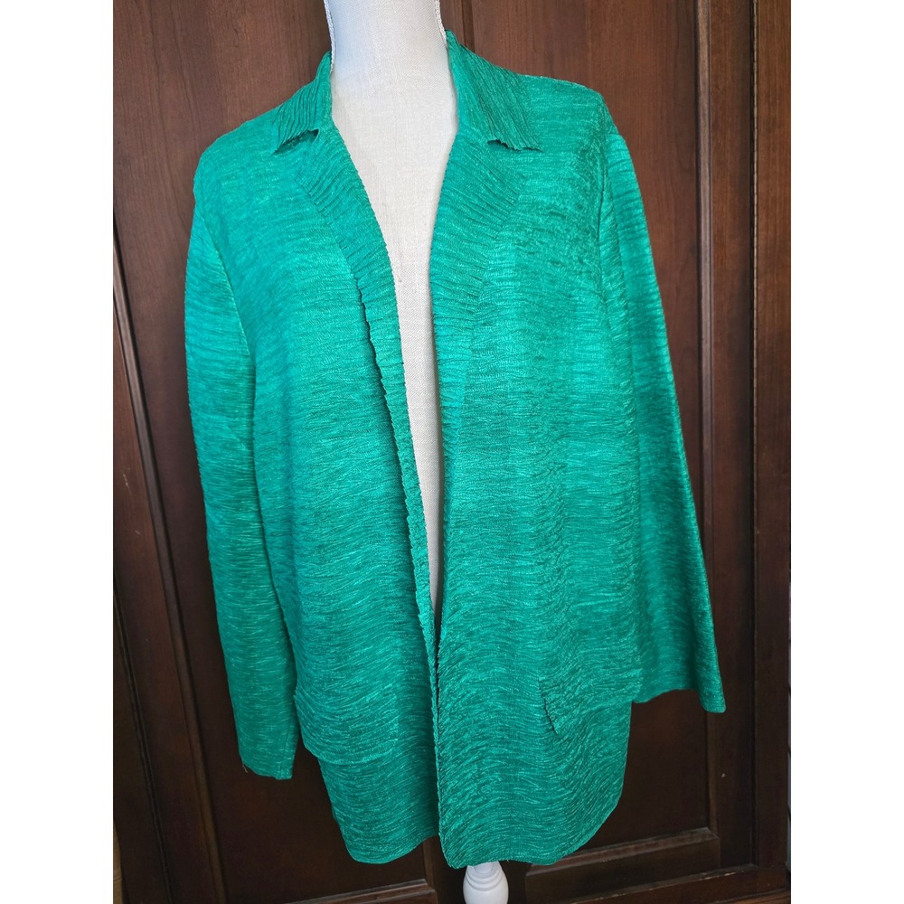NWT Chicos Tula II Open Front Blazer Jacket Vivid Green Gauze Size XL 16 3 NEW - Picture 3 of 7